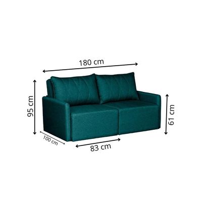 Sofá Cama Dubai Retratil E Reclinavel 3 Lugares Sofatec Verde