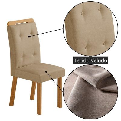 Mesa De Jantar Yasmin 180cm Tampo Com Vidro 6 Cadeiras Carol Turim 07/nat/off/serig. Off
