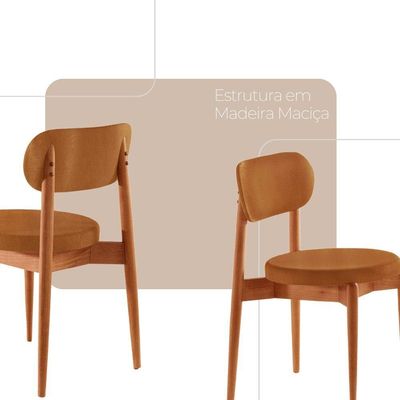 Sala De Jantar Mesa Ballaretampo Redondo 4 Cadeiras Moderna Star Caramelo