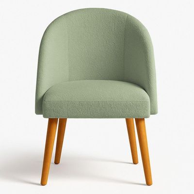 Kit 02 Cadeiras Poltrona De Jantar Estofada Luna Boucle Pés Palito Castanho - Pallazio Cor Verde Pistache