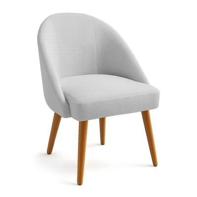 Kit 02 Cadeiras Poltrona De Jantar Estofada Luna Boucle Pés Palito Castanho - Pallazio Cor Cinza