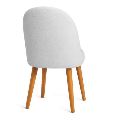 Kit 02 Cadeiras Poltrona De Jantar Estofada Luna Boucle Pés Palito Castanho - Pallazio Cor Cinza