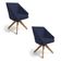 Kit 2 Poltronas Giratórias Alana Suede Base De Madeira - Pallazio Cor Azul Marinho