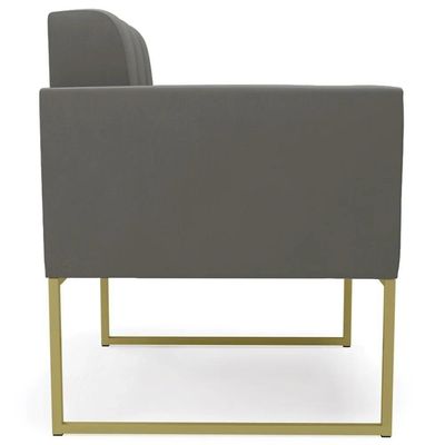 Poltrona Decorativa Base Industrial Dourado Ana Suede Grafite - Ibiza