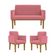 Kit Sofá Com Base Reforçada + 2 Poltronas Sala De Estar Cor:rosa