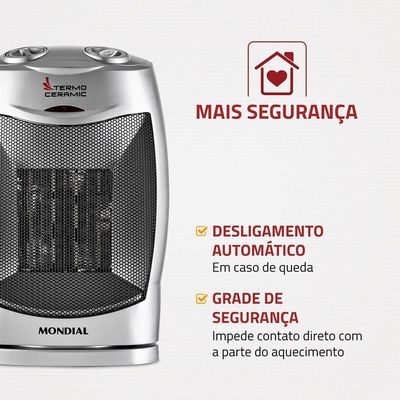 Aquecedor Mondial Termo Ceramica A-05 Aquecedor Ceramic-127v-preto/prata