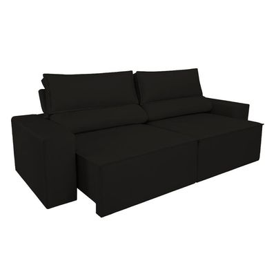 Sofá Reclinável Retrátil 3 Lugares Com Molas Balaqui Decor Preto