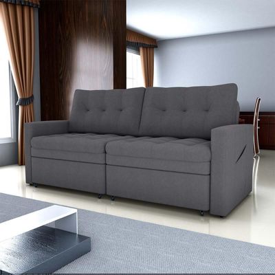 Sofá Cama Reclinável 2 Lugares 220cm Nayla Boucle Cinza Matrix Boucle Cinza