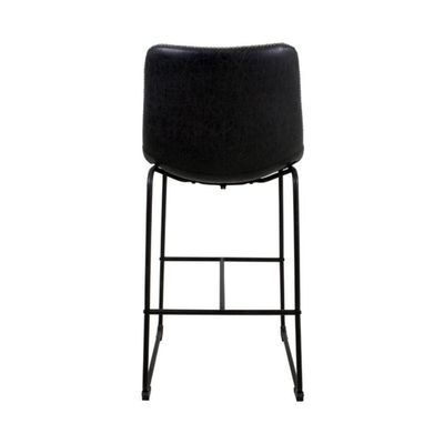 Kit 5 Banquetas Munich Estofadas Pretas Com Encosto 74cm Base Metálica