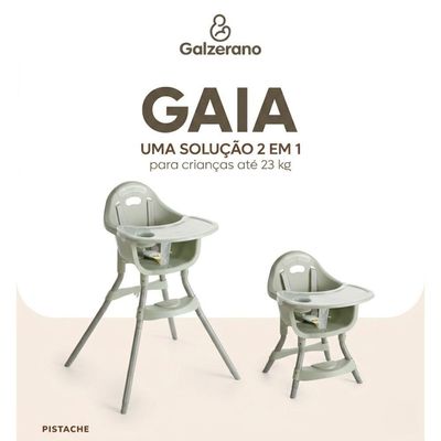 Cadeira De Alimentação Galzerano Gaia 2 Em 1 Alta E Baixa Até 23kg Pistache