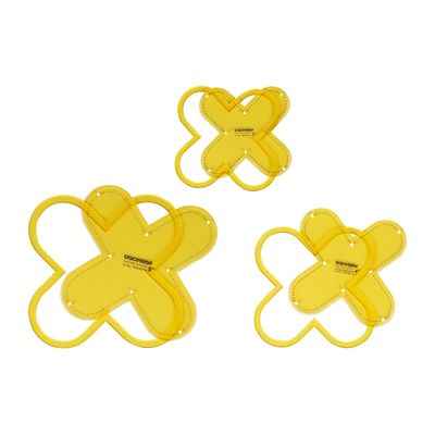 Conjunto de 3 Estênceis de Flor para Costura, Colcha e Patchwork (7,6/10,2/12,7 cm) DIY - 6Q - Traceease Amarelo