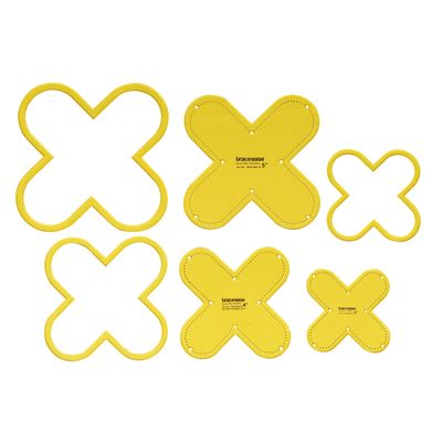 Conjunto de 3 Estênceis de Flor para Costura, Colcha e Patchwork (7,6/10,2/12,7 cm) DIY - 6Q - Traceease Amarelo