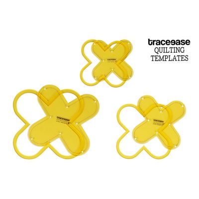 Conjunto de 3 Estênceis de Flor para Costura, Colcha e Patchwork (7,6/10,2/12,7 cm) DIY - 6Q - Traceease Amarelo