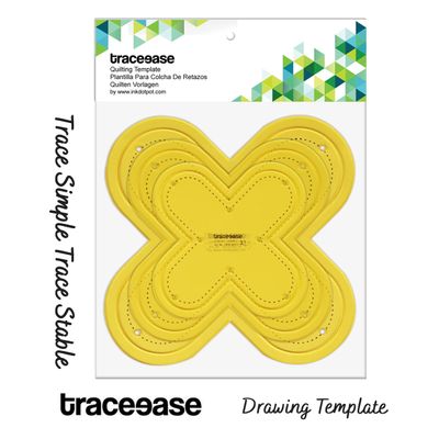 Conjunto de 3 Estênceis de Flor para Costura, Colcha e Patchwork (7,6/10,2/12,7 cm) DIY - 6Q - Traceease Amarelo