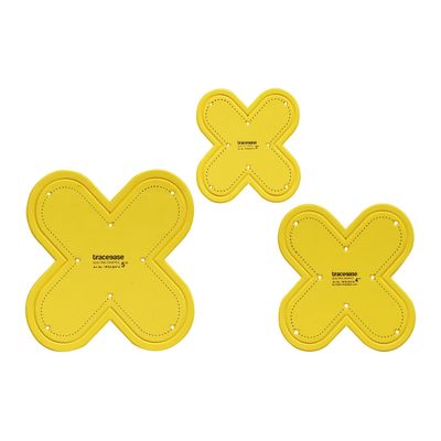 Conjunto de 3 Estênceis de Flor para Costura, Colcha e Patchwork (7,6/10,2/12,7 cm) DIY - 6Q - Traceease Amarelo
