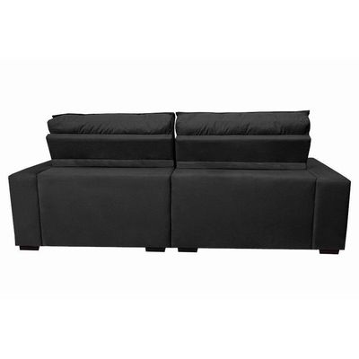 Sofá Retrátil E Reclinável 2,12m Molas Ensacadas Cama Inbox Catar Velusoft Preto