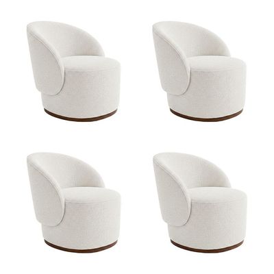 Kit 4 Poltronas Decorativa Premium Orgânica Para Recepção E Clinicas Em Bouclê Italiano Off White