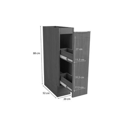 Balcão Cozinha Modulado Vibra T621 Porta Tempero S/tampo 20cm Canela Lacca Kappesberg