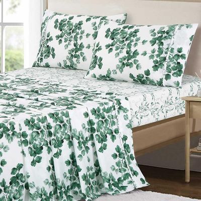 Jogo De Lençol Lislie Queen 4 Peças Micropercal 300 Fios Estampado Floral - Esmeralda - 100% Poliéster