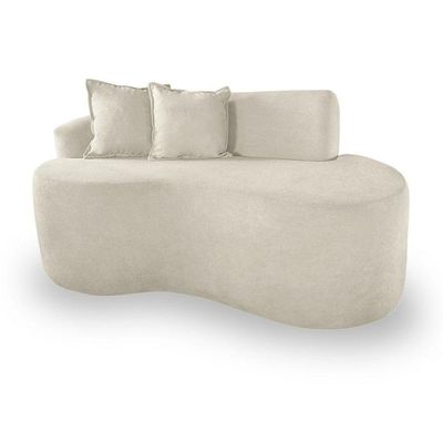 Sofá Orgânico Sala E Recepção Bouclé Cor:off White