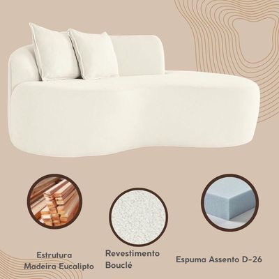 Sofá Orgânico Sala E Recepção Bouclé Cor:off White