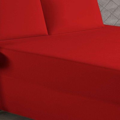 Jogo De Cama Casal Nobre 3 Peças Luva De Box 55cm De Altura Malha 100% Algodão - Vermelho