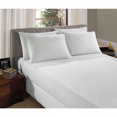 Lençol Casal Padrão Liverpool Com Elástico Avulso 1 Peça Tecido Malha Fio 30/1 Penteado 100% Algodão - Branco