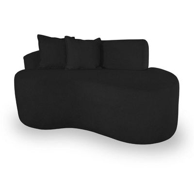 Sofá Design Robusto Elegante Curvo Bouclé Preto