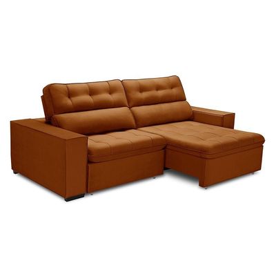 Sofa Retratil Reclinavel 2 Lugares 2,00 Vitória Veludo Terracota Lansofbr