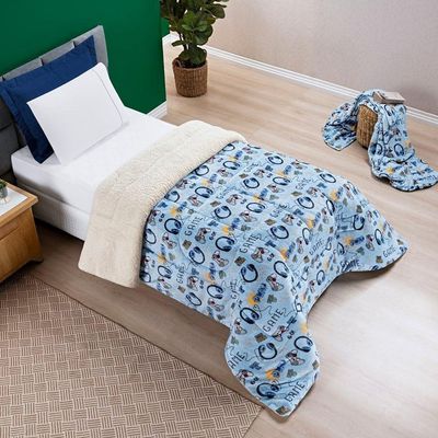 Kit Coberdrom + Jogo De Cama Bouti Kids Solteiro 04 Peças 100% Poliéster - Game