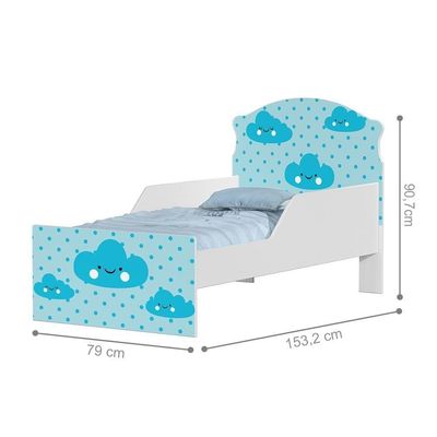 Mini Cama Nuvens Meninos Com Colchão