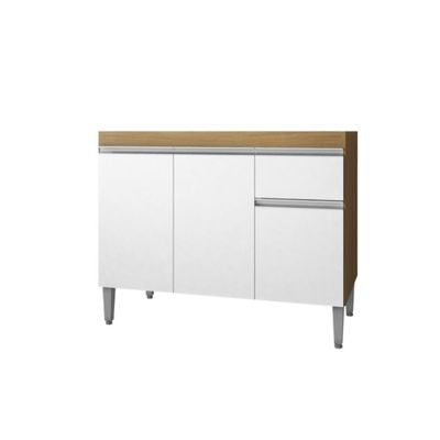 Balcão De Cozinha 2 Portas Oxford Amendoa Branco