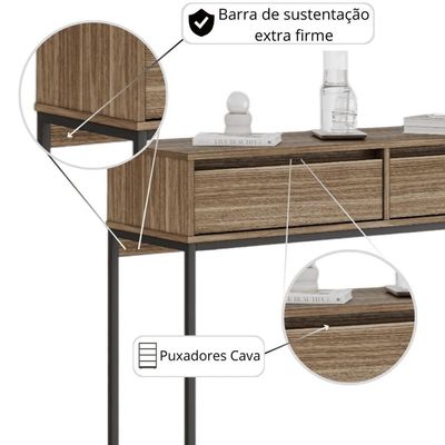 Aparador Buffet Rio 2 Gavetas Para Sala 90 Cm Affara