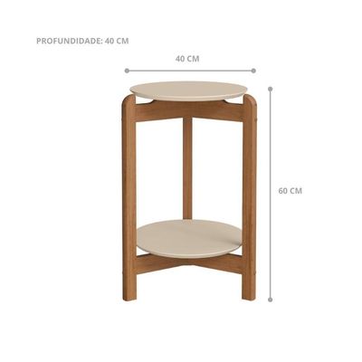 Mesa Lateral 3 Pés Bornemouth Off White-cedro