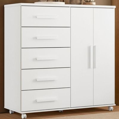 Cômoda Sapateira 2 Portas 5 Gavetas Multiuso Branco