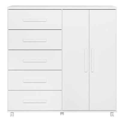 Cômoda Sapateira 2 Portas 5 Gavetas Multiuso Branco