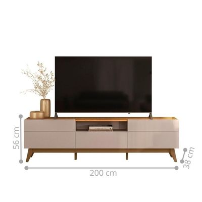 Rack Para Tv Com 5 Gavetase Nicho Central Aberto Canela