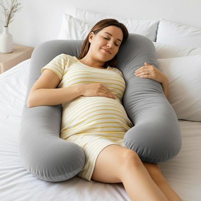 Almofada Travesseiro De Corpo Gestante Relaxante Isa Grande Macia Veludo Cinza - Desk Design