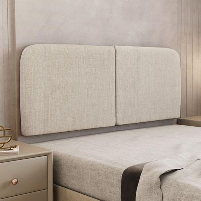 Cabeceira Painel Orgânico Cama Box King Size Aira 195cm Dobrável Linho Bege - Desk Design