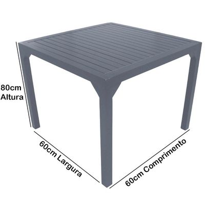 Mesa Quadrada Haiti 60cm Tampo Ripado Em Alumínio Trama