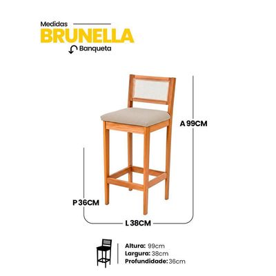 Kit 02 Banquetas Altas Brunella 99cm Com Encosto Telinha Estilo Palha Linho Cru - Desk Design