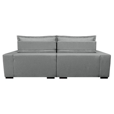 Sofa Retrátil E Reclinável Com Molas Cama Inbox Premium 2,32m Tecido Em Linho Cinza Claro
