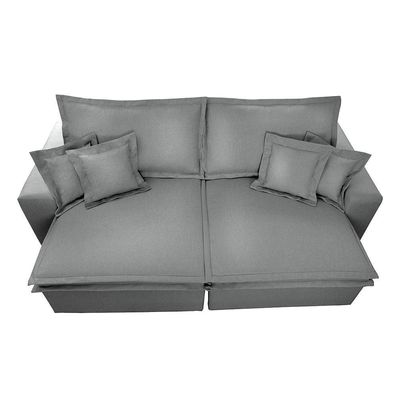 Sofa Retrátil E Reclinável Com Molas Cama Inbox Premium 2,32m Tecido Em Linho Cinza Claro