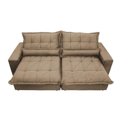 Sofa Retrátil E Reclinável 2,92m Com Molas Ensacadas Cama Inbox Soft Tecido Suede Castor