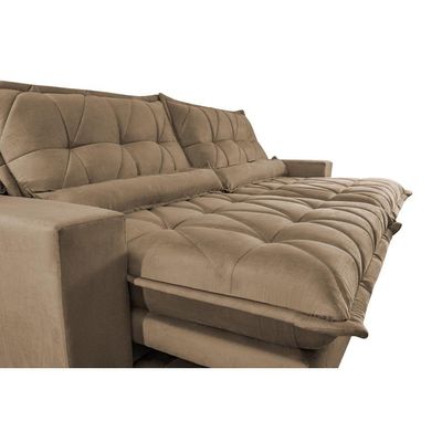 Sofa Retrátil E Reclinável 2,92m Com Molas Ensacadas Cama Inbox Soft Tecido Suede Castor