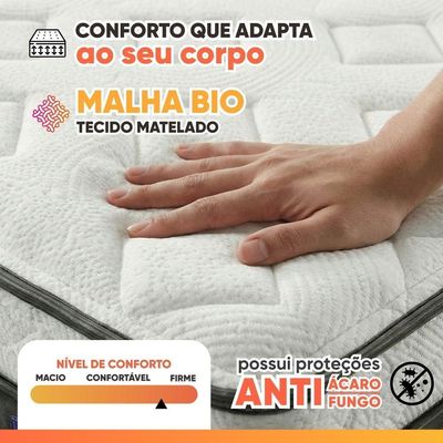 Cama Box Baú Colchão Casal Molas Ensacadas Euro In Atlantic 138x188x69cm Cinza