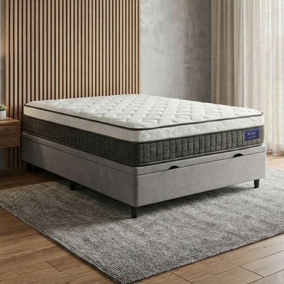 Cama Box Baú Colchão Casal Molas Ensacadas Euro In Atlantic 138x188x69cm Cinza