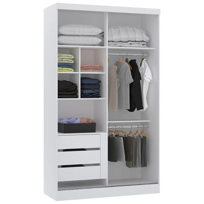 Guarda Roupa Solteiro 135cm 2 Portas 3 Gavetas Taiga Branco/cinnamon L01 - Mpozenato