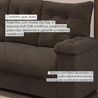 Conjunto Sofá 3 E 2 Lugares Irlanda Veludo Marrom