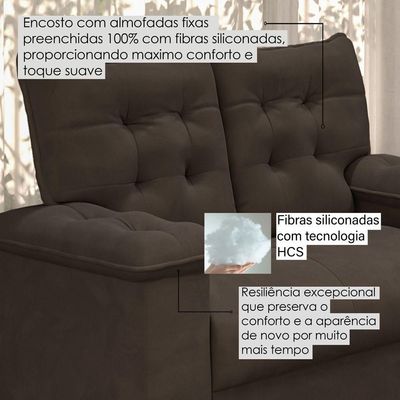 Conjunto Sofá 3 E 2 Lugares Irlanda Veludo Marrom